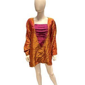 Vintage Laise Adzer Boho Chic Oversized Top Shimmering Pink Orange Purple OS